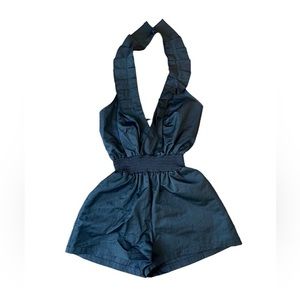 ALEXIS Heather Halter Top Ruffle Ruched Romper